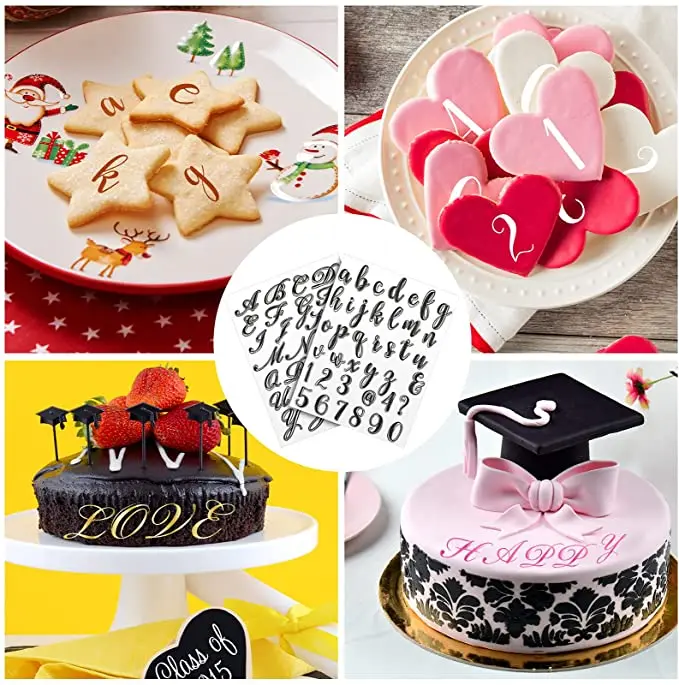 Fondant Cookie Decorating Tool Set alphabet clear stamp cake embosser letter cake plastic mold cake fondant tools cookie cutter