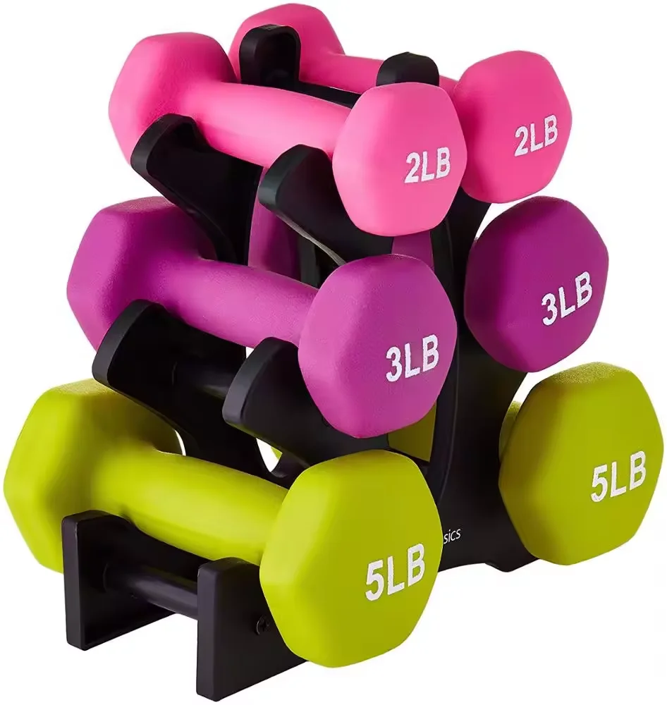 Wholesale Custom Logo 1-3kg Dumbbell Set With Rack Colored Vinyl/Neoprene Dumbbell Set Yoga Pilates Dumbbells