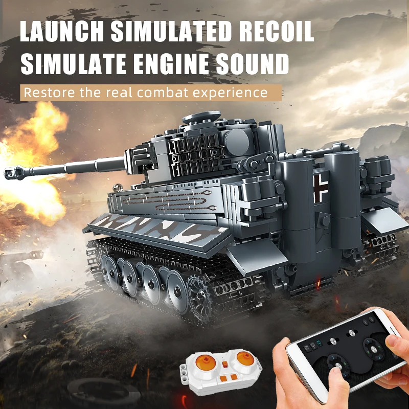 Форма король 20014 технический RC Tiger немецкий тяжелый танк военный MOC развивающая модель WW2 строительные блоки Наборы кубиков игрушки