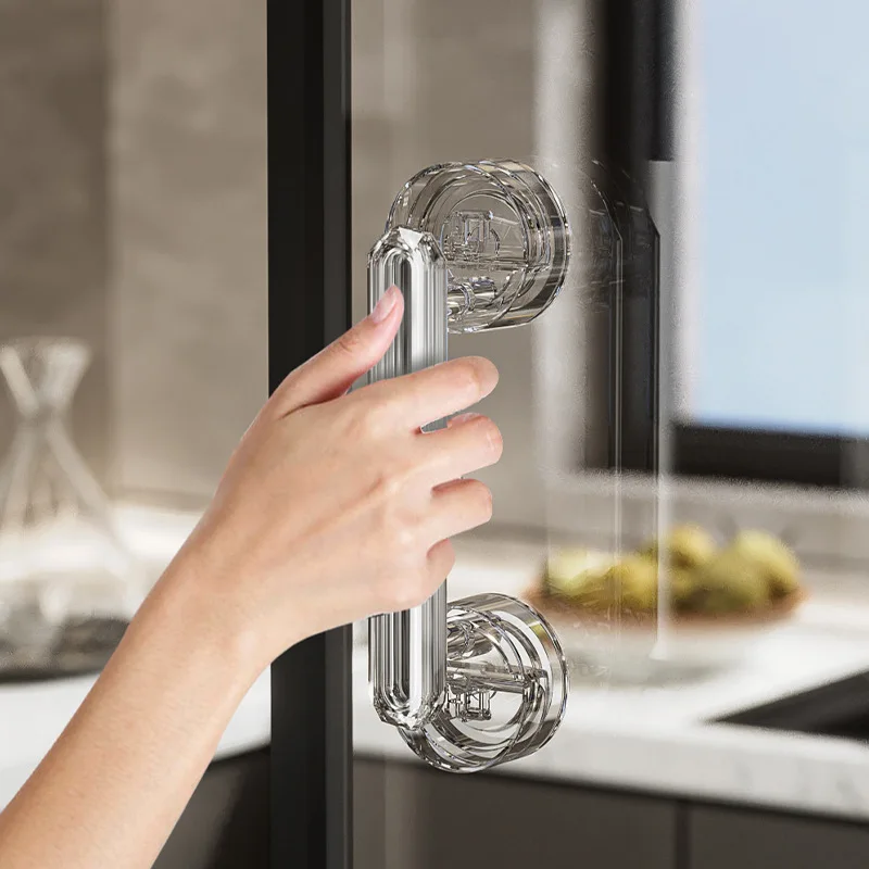 Light luxury suction cup diamond door handle glass door handle no drilling required