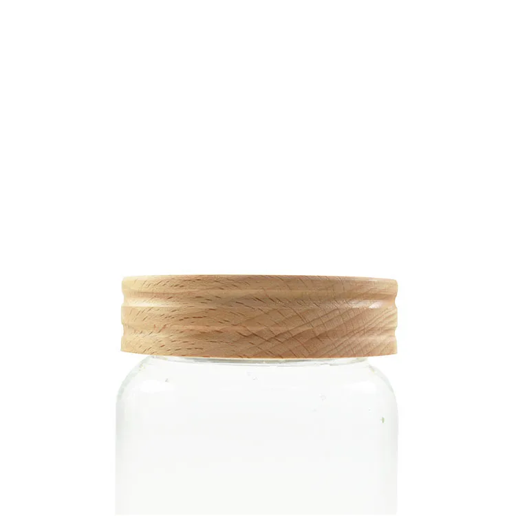400ml 600ml 800ml food glass storage jar with wood screw lid