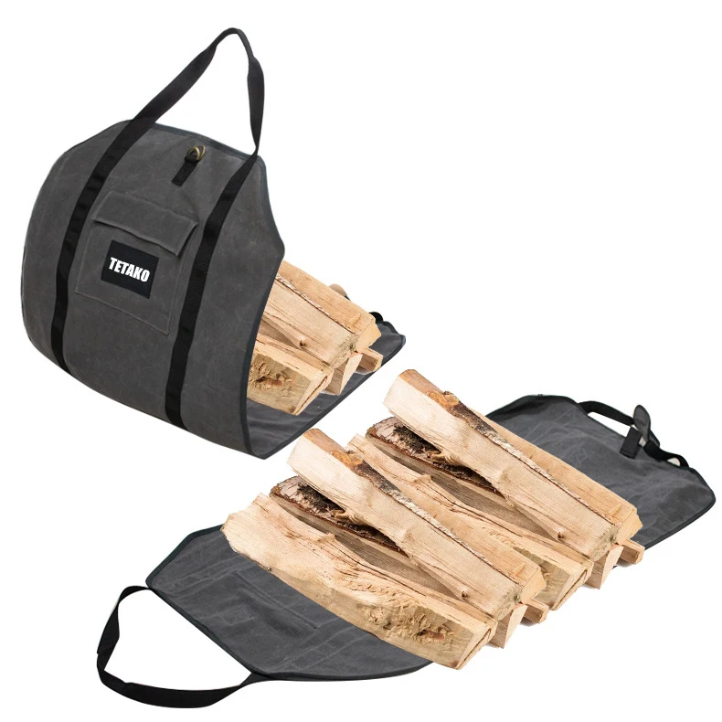 Factory custom size oem Firewood Carrier bag with Handles for Carrying Wood at Home or Camping by Outdoor