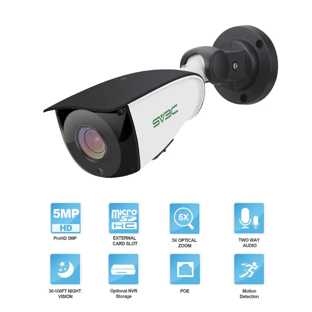 SV3C 100ft POE Security Camera Wide View 5MP Outdoor IP Camera