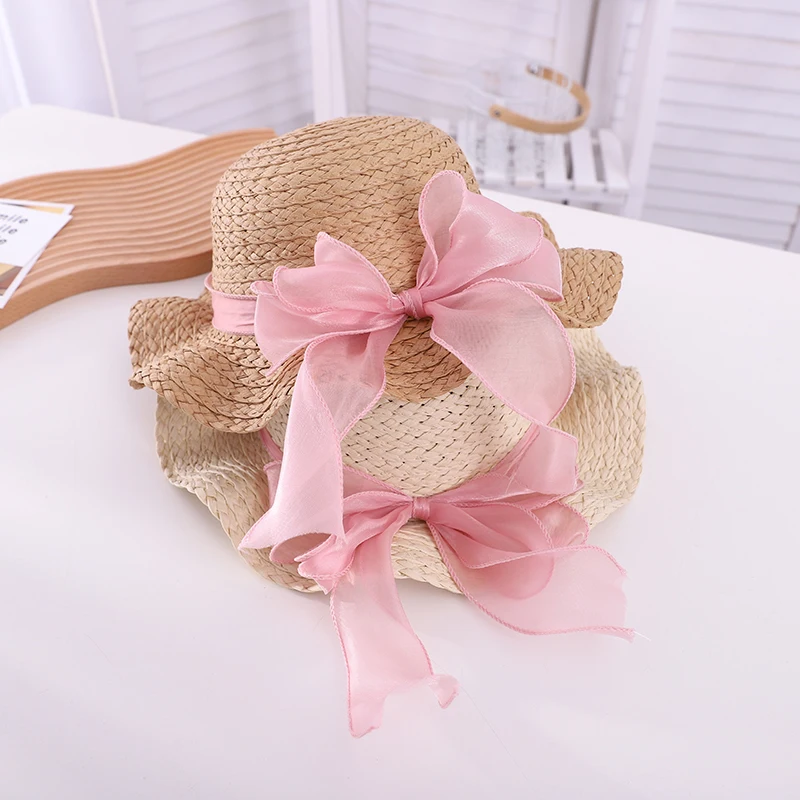 Summer Straw Beach Hat for Kids New Fashion Outdoor Wide Brim Sun Hat Sunscreen Children Straw Hats