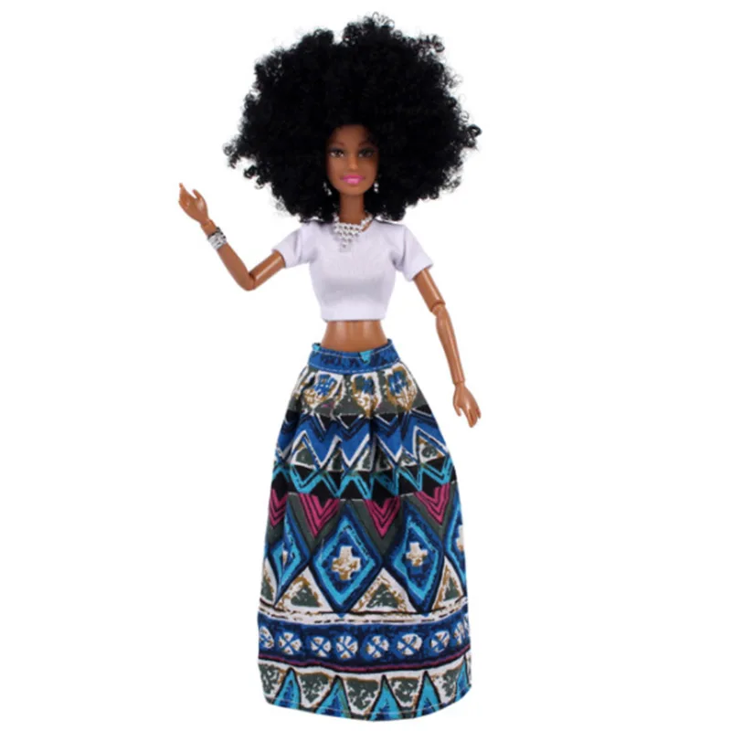 New Arrival 11.5 inch Black Jointed African Girl Doll Dark Skin Vinyl Plastic Doll Toy Body