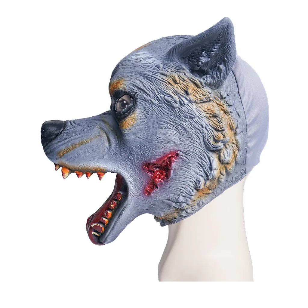 Realistic Werewolf Mask Big Bad Bloody Howling Wolf Costume with Bloodstains for Adult Halloween