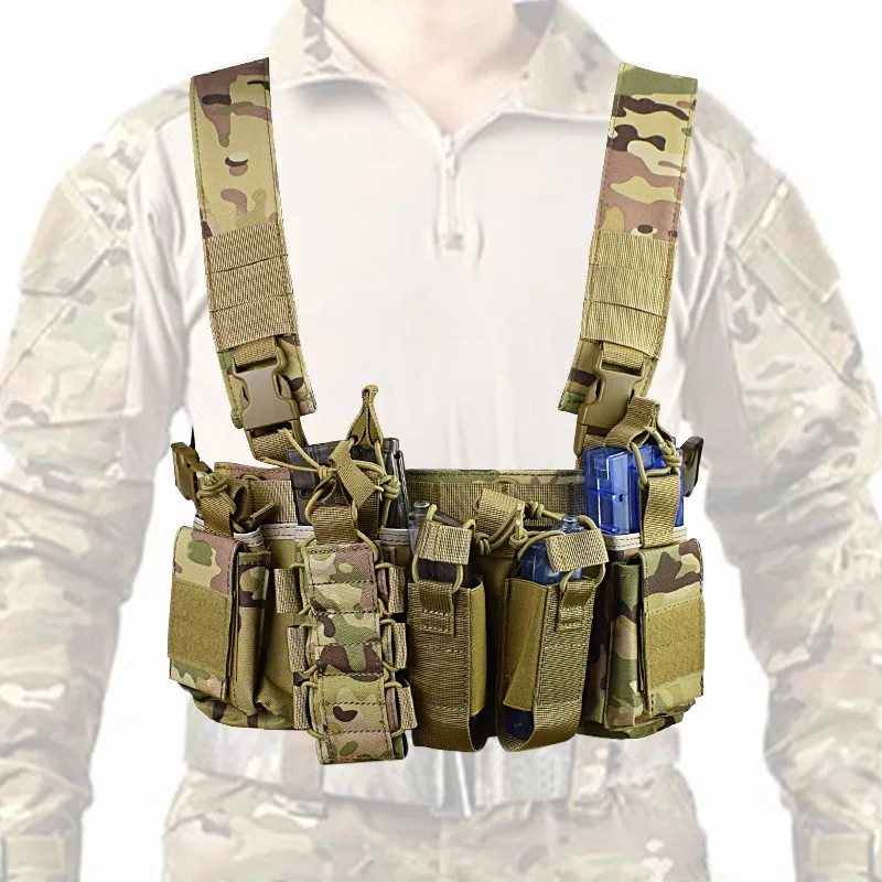 D3 Tactical Vest Chest Rig Pack Pouch Combat Paintball Multi-pocket Lightweight Nylon Outdoor Camping Hiking Accessories