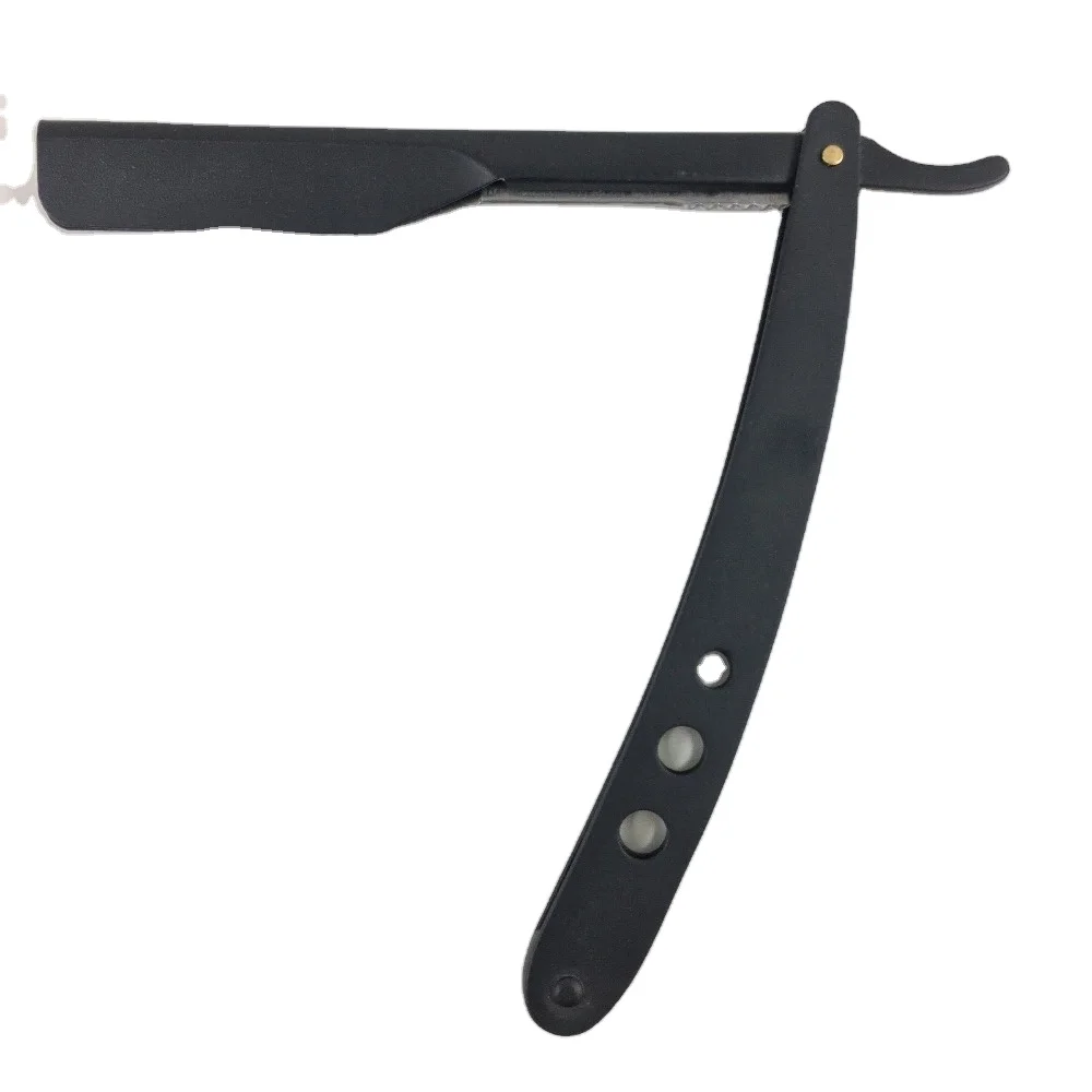 Professional Barber Shaving Razor Black Blade Gold Handle