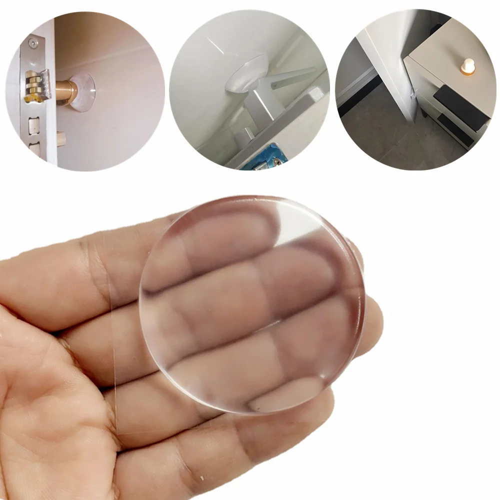 Clear Soft Silicone Wall Protector Self-adhesiver Door Handle Bumper Protective Plug Non-Slip Round Doors Stop Muffler