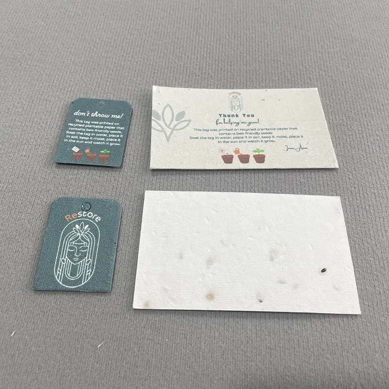 Wholesale Handmade Seeds Paper Cards Customized Logo Printing Eco-friendly Planting Biodegradable Paper Cards Hanging Tags