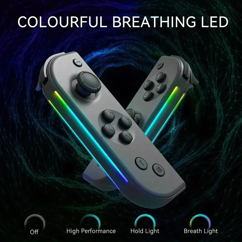 Meteor Light Wireless Joypad Game Controller For Switch/Lite/Switch OLED With RGB Lights 6-Axis Gyro Gamepad Turbo & Vibration