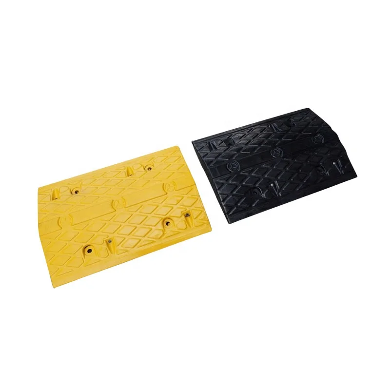 500*350*50Mm Automobile Parking Slope Limit Buffer Belt Yellow Black Rubber Speed Bump