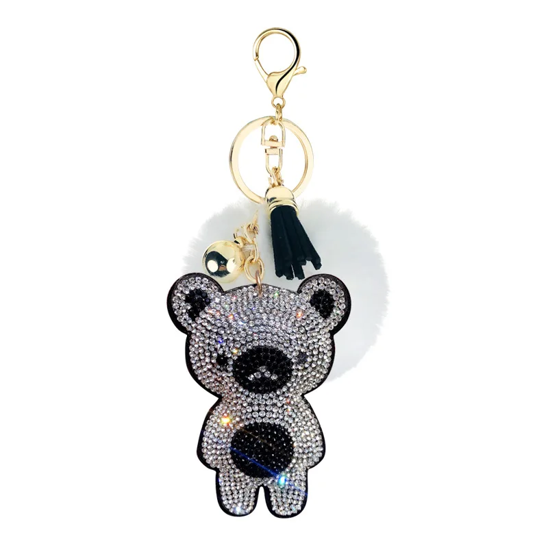 Factory wholesale bear shaped rhinestone keychain custom keychain