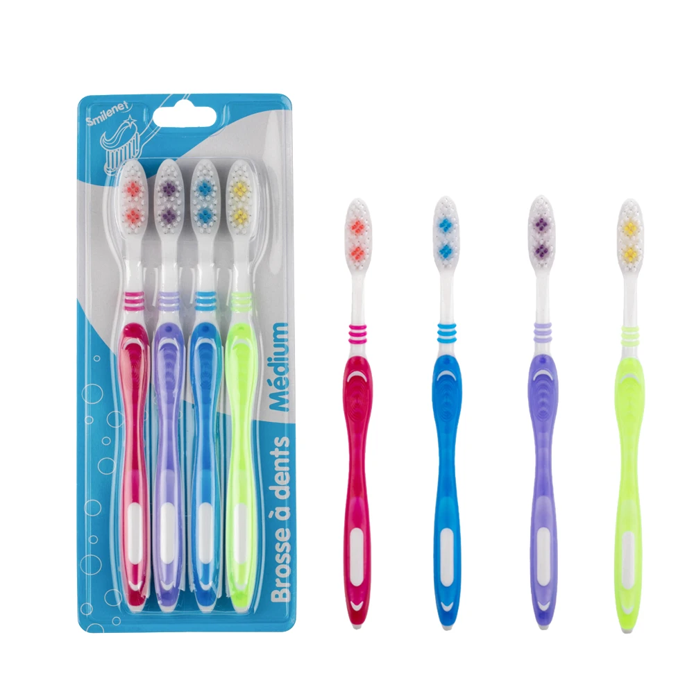 customized big handle Single pack high quality nylon plastic tooth brush Gum Massage adults Medium bristle toothbrush