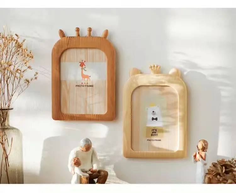 Dongjin fashional cute bear style customized size 4*6 6*8 PS picture frame plastic kid baby photo frame as gift girl and boy