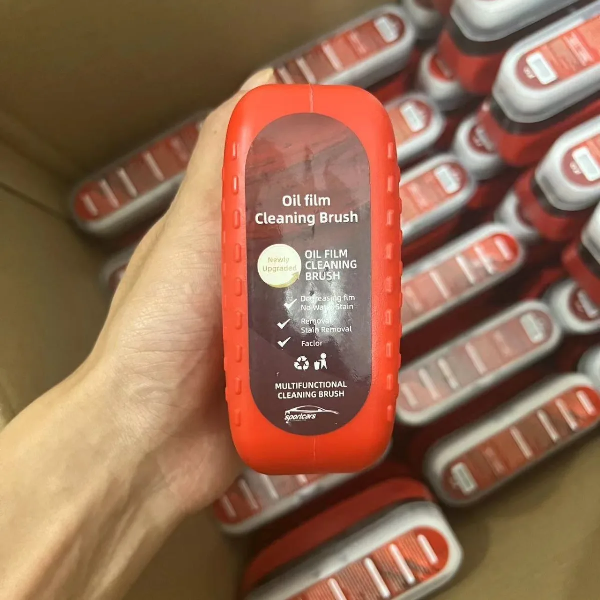 Car glass oil film cleaning brush to remove oil film cleaning brush from front stop side window and rear view mirror