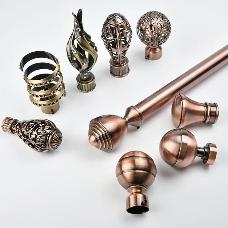 Golden Luxury Extendable Aluminum Ceiling Mount Brackets Picture Draperi Decor Burnish Double Curtain Rod Set