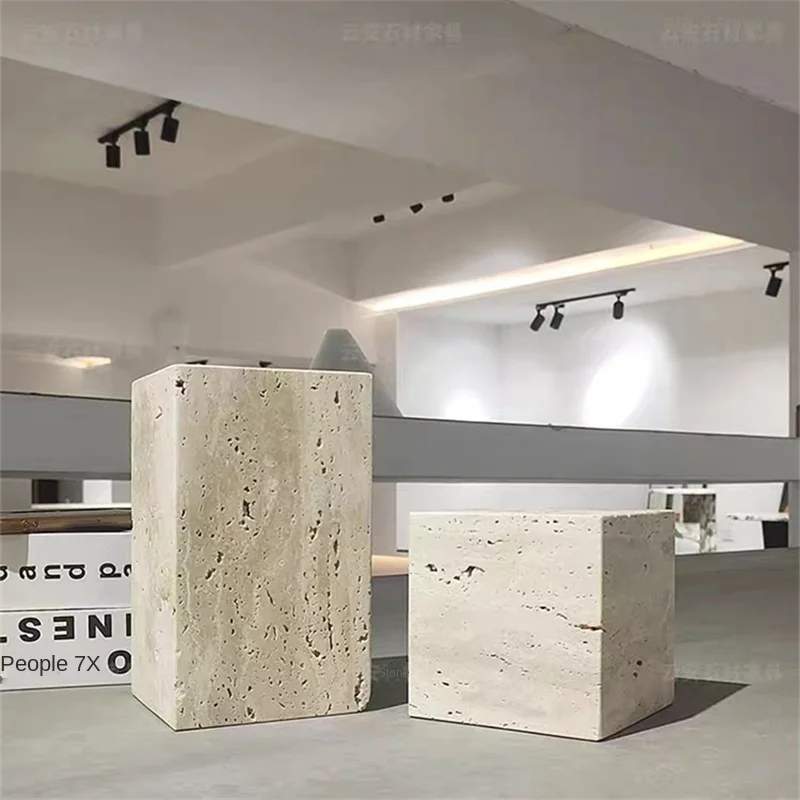 Huangdongshi Sculpture Table Elegant Marble TV Cabinet Living Room Decor Floor Base Pier Entrance Ornaments Candlestick Holder