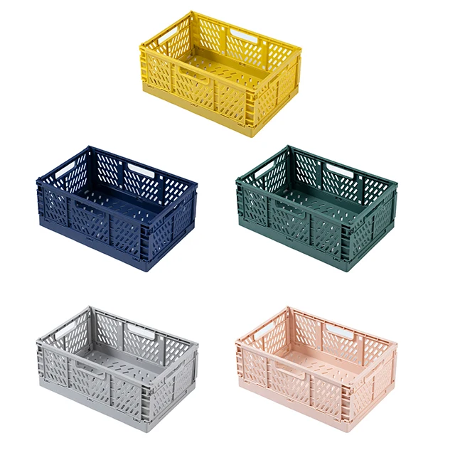 ready to ship colorful custom plastic cheap mesh foldable storage basket folding pp container for toys home for big  sale