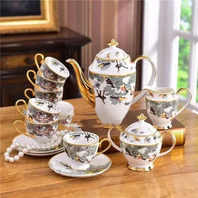 Western ceramic 58pcs Cookware Equator Jungle Series Tableware Set Bone China Bowls and Plates Porcelain Dinner set