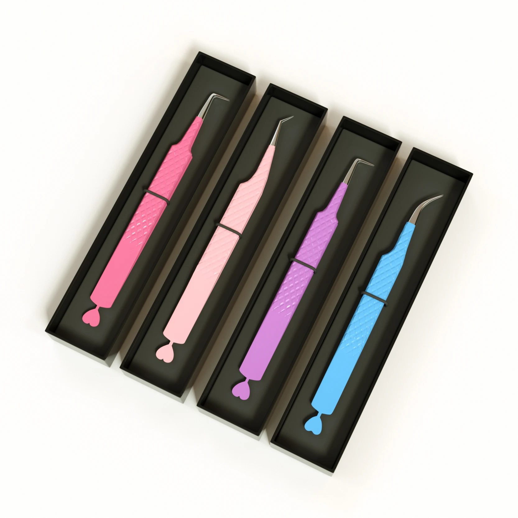 Custom Pink Rose Gold Eye Lash Extension Applicator Tweezers Straight Pointed Volume Eyelash Tweezer Set Private Label