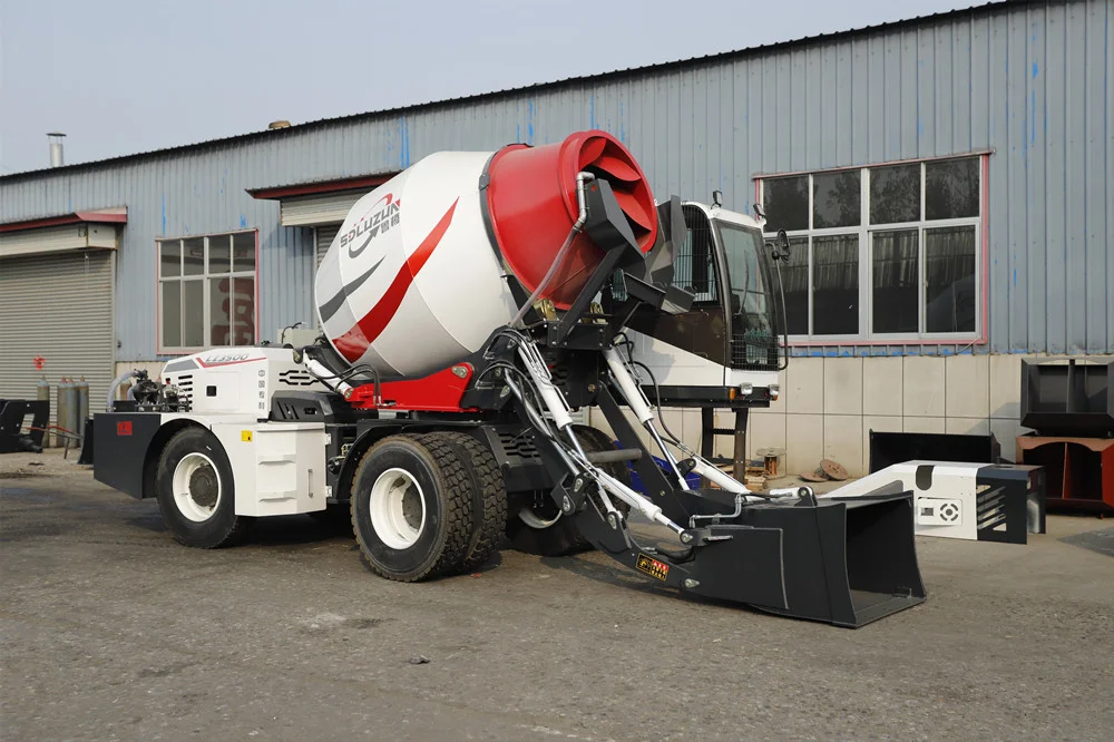 LUZUN Brand 3.5  synchronous rotation type cubic meters mobile portable self loading cement Concrete Mixer truck