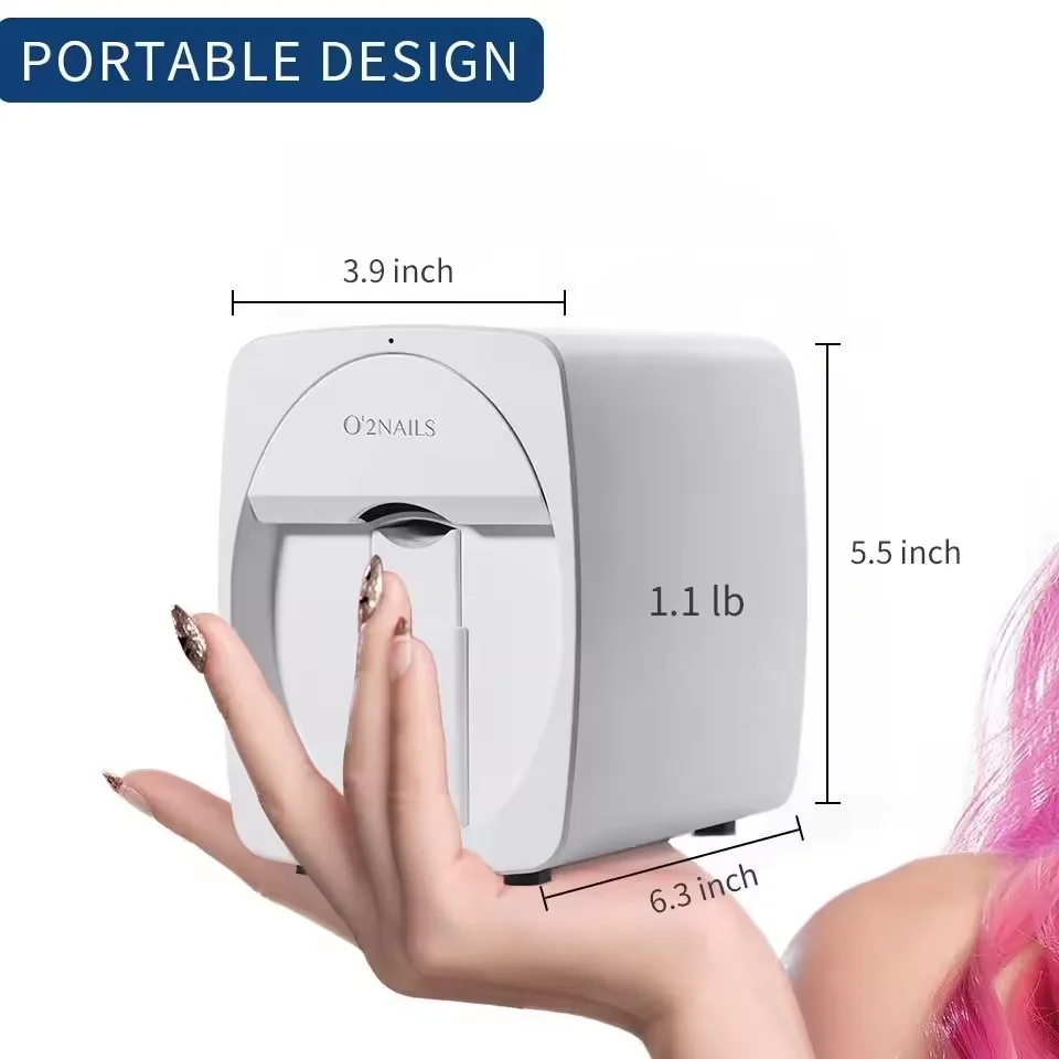 Small 3D Intelligent Nail Printing Machine O2 Automatic Smart Mobile Wifi  DIY Nail Printer
