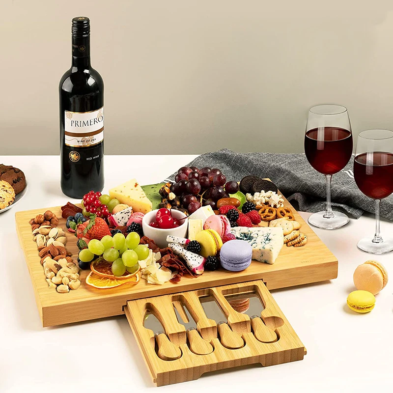 Durable Using Low Price Wholesale Organic Bamboo Cutting Board with Knives