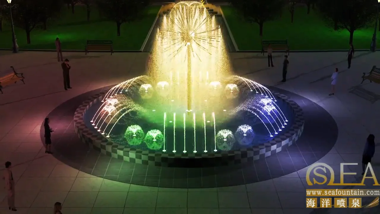 colorful style dandelion fountain with led waterproof lights