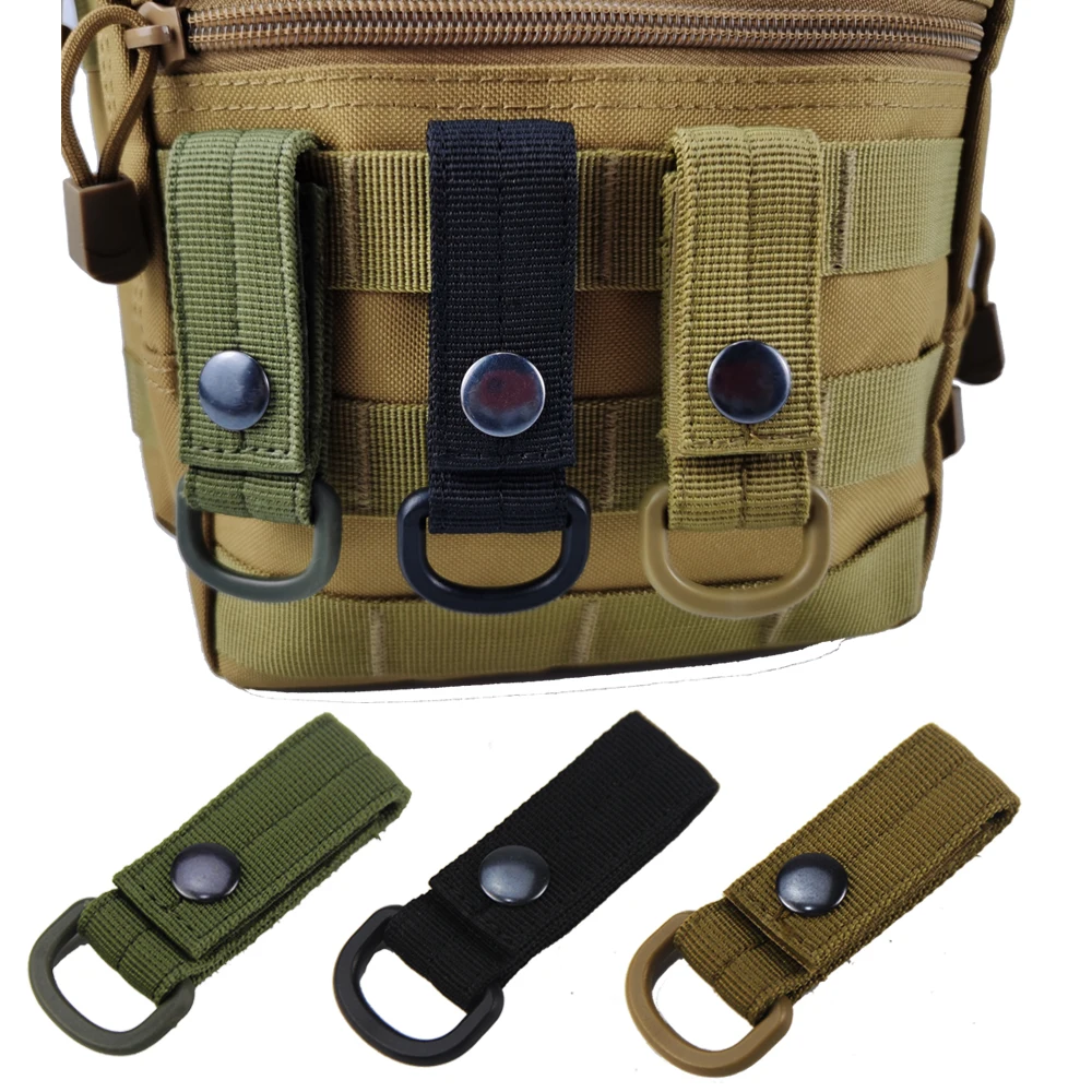 Free Sample Tactical Webbing Keychain With Hook and Loop molle hooks Webbing D ring