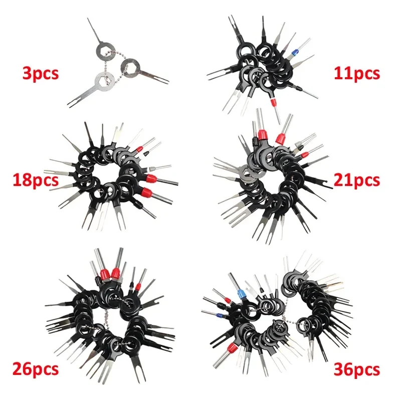 3/11/18/21/26/36pcs Car Terminal Removal Tool Pins Terminals Puller Repair Removal Tools Pin Extractor