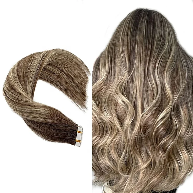 2024 Hot selling Products Natural Black Color 50g per Bundle 2.5g per Strand Double Drawn Tape in Human Hair Balayage Color
