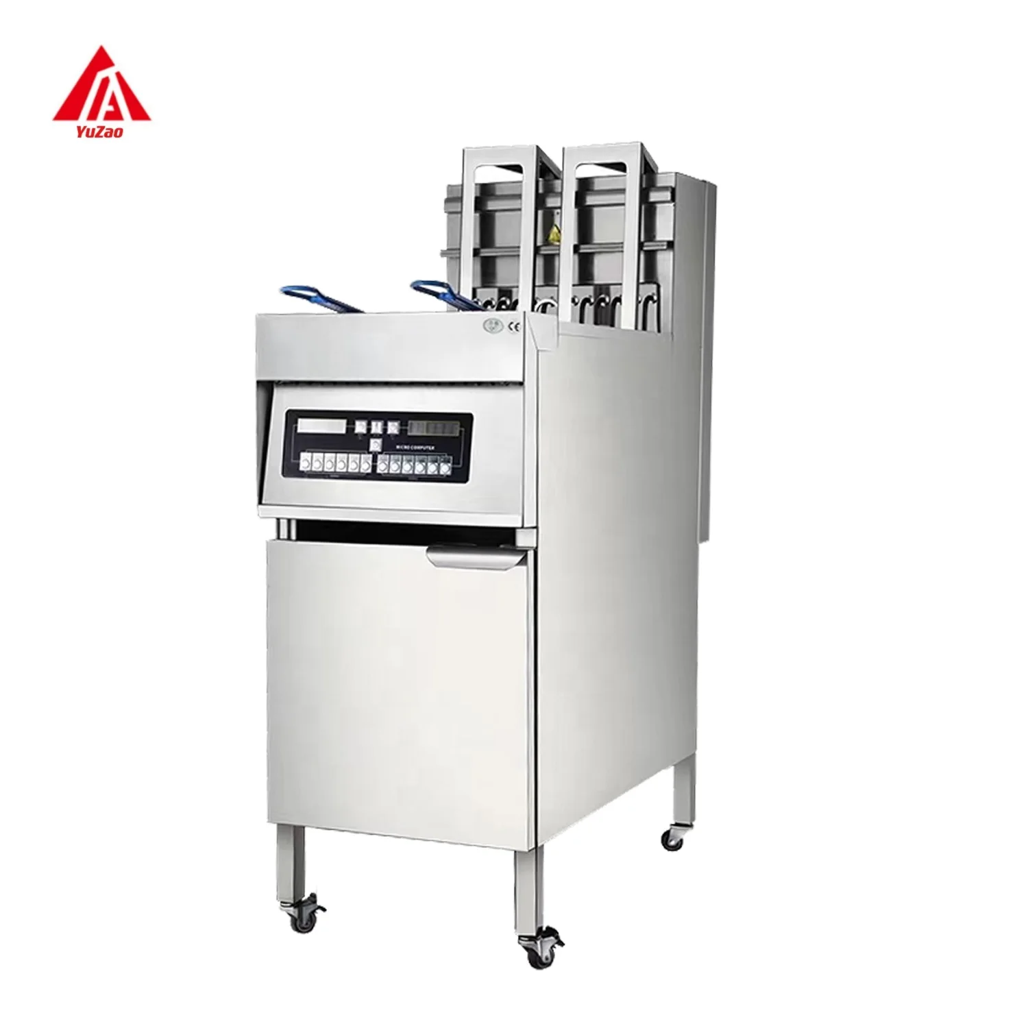 Vertical 304 Stainless Steel Lifting Blast Furnace Fryer Double tank Electric Deep for French Fries