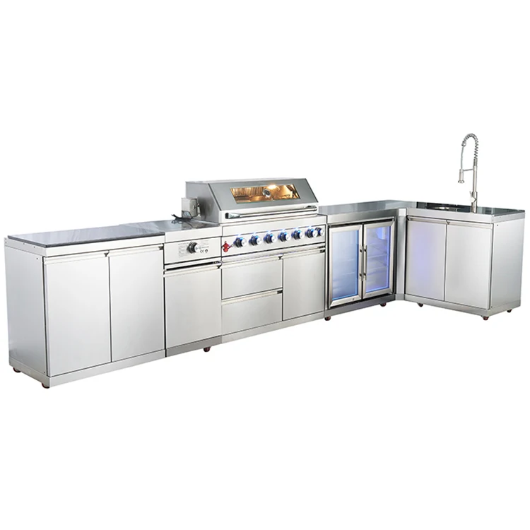 Free-Welding BBQ Grill Modern Stainless Steel Outdoor Kitchen Cabinets