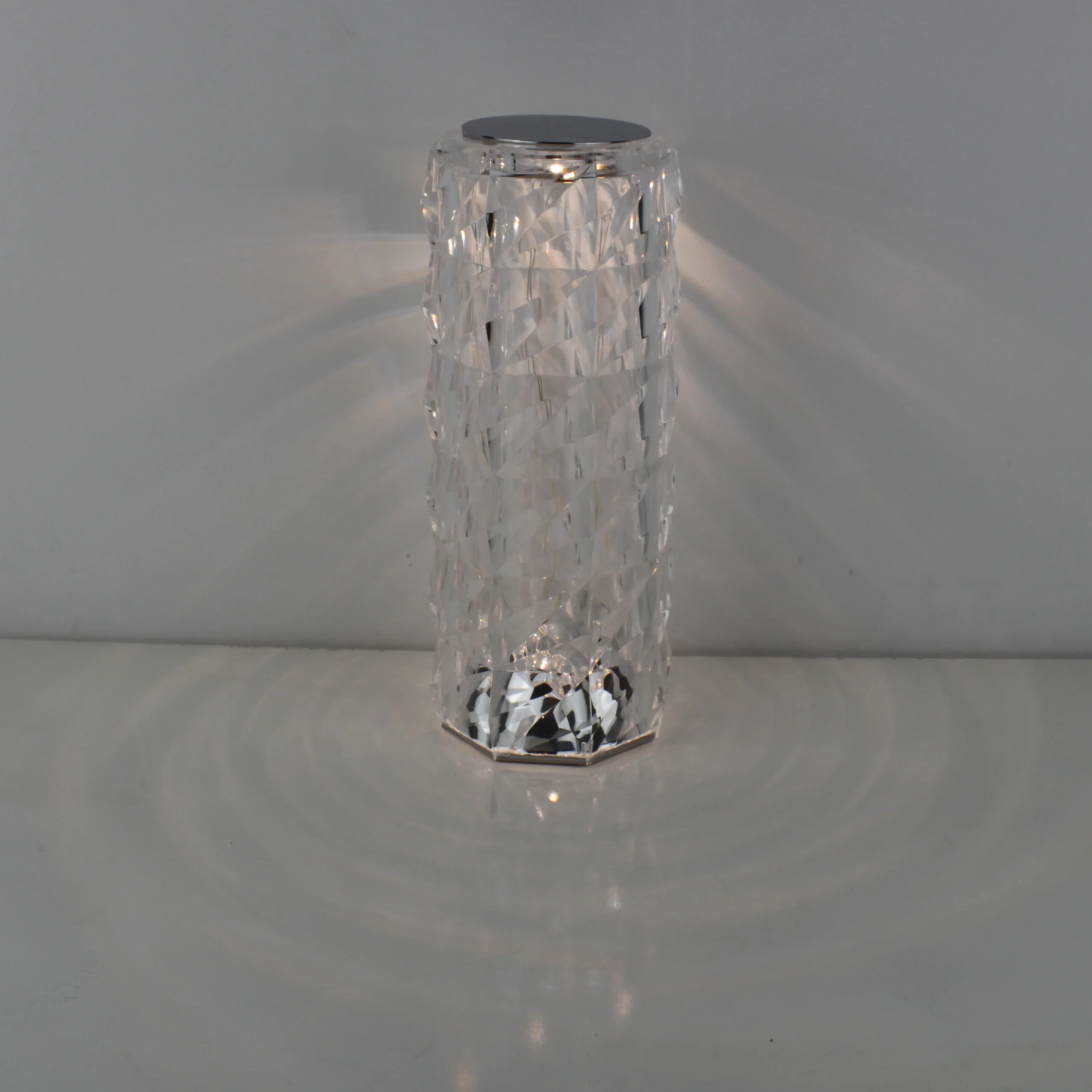 Clear crystal touch switch rechargeable battery dimmable RGB small table desktop lamp
