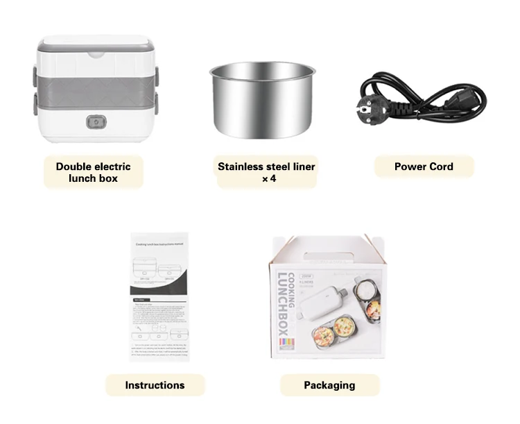 One Or Double Layer Electric Heating Cooking Food Stainless Steel Cooking Electric Lunch Box