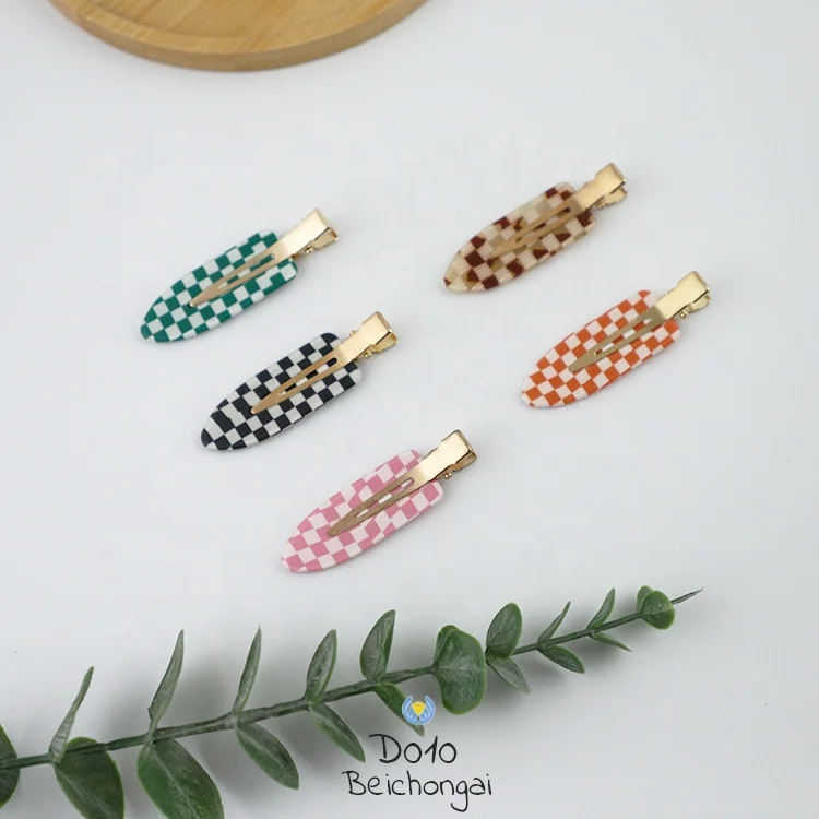 Summer Hairpin Makeup Acetate Checkerboard Non-trace Hair Clips Fringe Side Face Wash Clip for Women