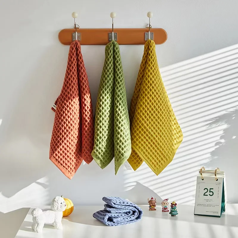 RTS Colorful High Quality 100% Cotton Waffle Cute Hand Towel Home Towel