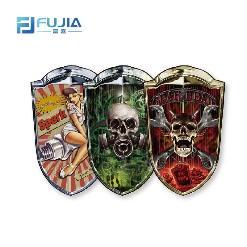 custom shield shape wall decor aluminum metal plate sign