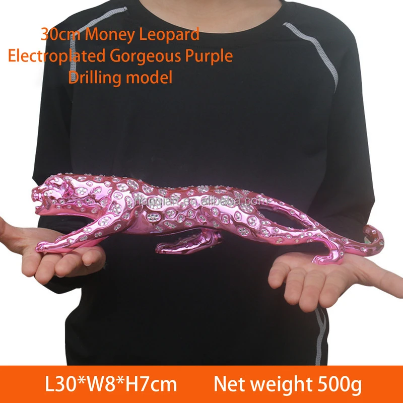 Hot Sale Handmade Resin Animal Sculpture Mini Leopard Statues Car Decoration Home Ornament Creative Electroplated Crafts Indoor