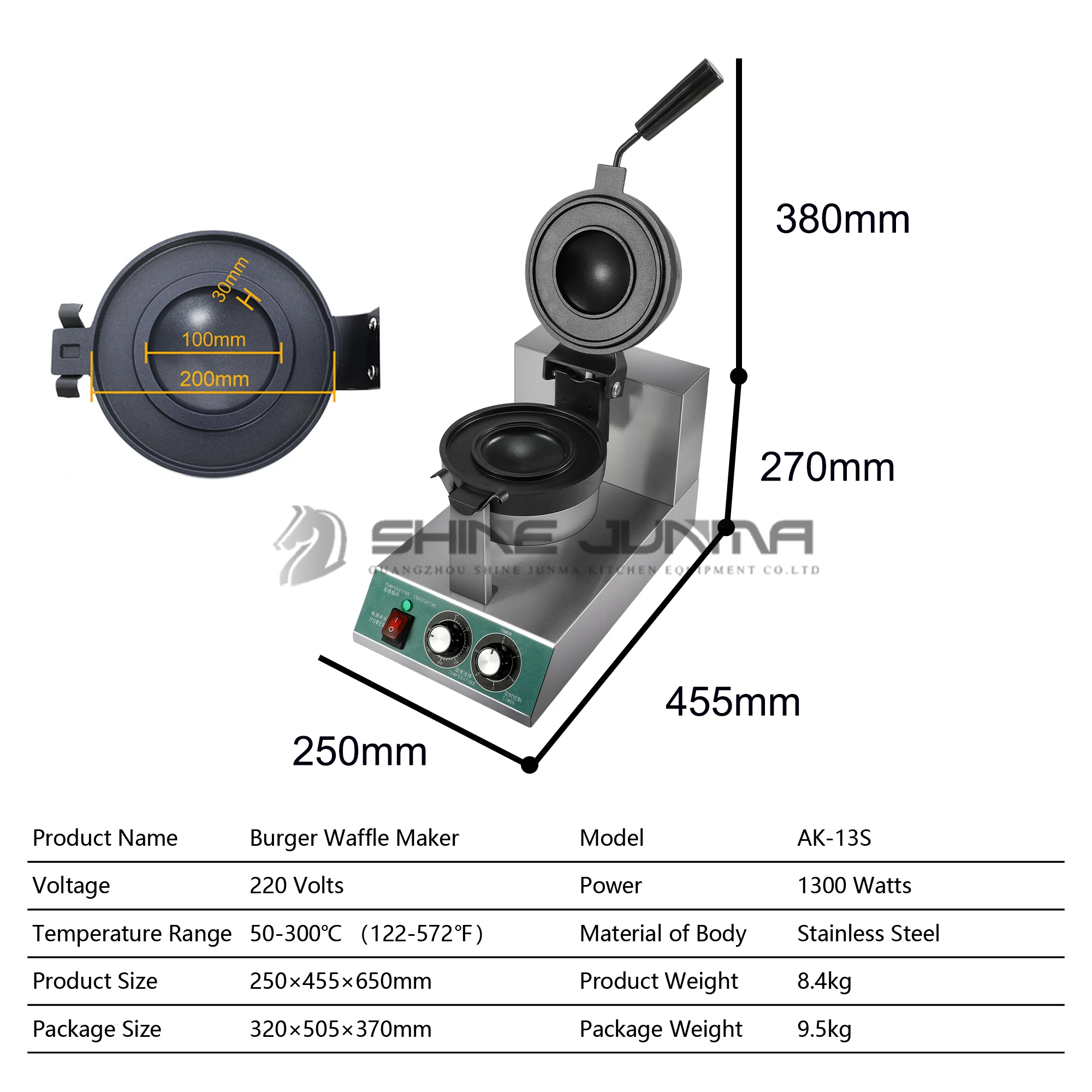 220V Nonstick Panini Press Sandwich Electric Mini Ice Cream Waffle Maker Commercial Ufo Waffle Maker Hamburger Waffle Maker