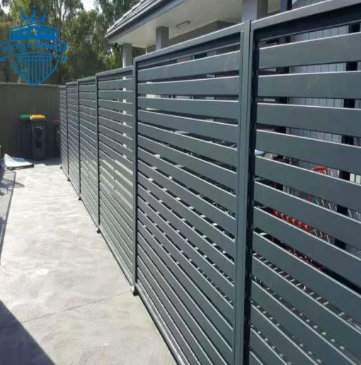 Modern panels aluminium metal fence system powder coated aluminum slat commercial  house fence garden fence