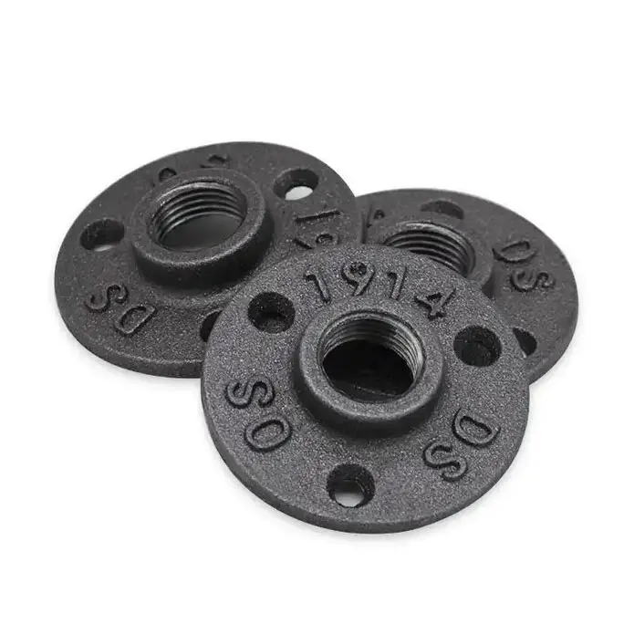 Black Malleable Cast Iron Decorative Pipe Fitting Floor Flange for Furniture