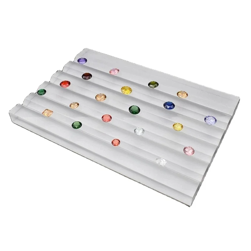 Acrylic Gem Display Tray GemStone Holder Transparent And Frosted Diamond Jewelry Beads Showcase
