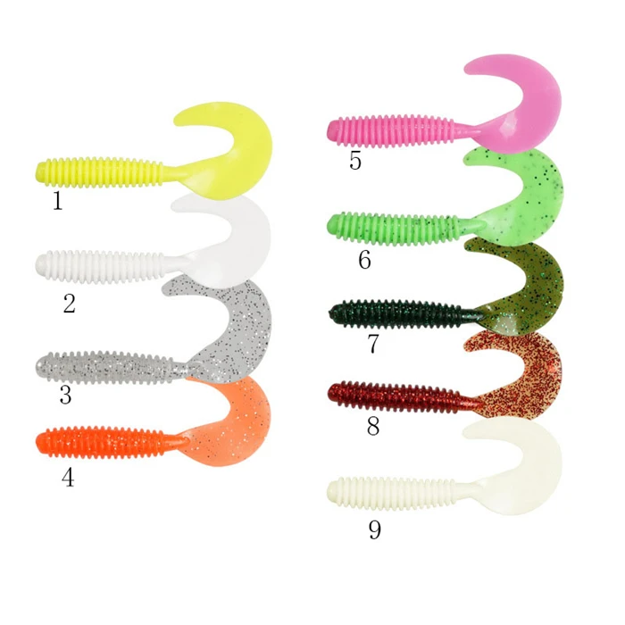 HAWKLURE Worm Curly Soft Bait 4.5cm 7.5cm Fishing Lure Jig Wobblers Silicone Artificial Baits Bass Carp