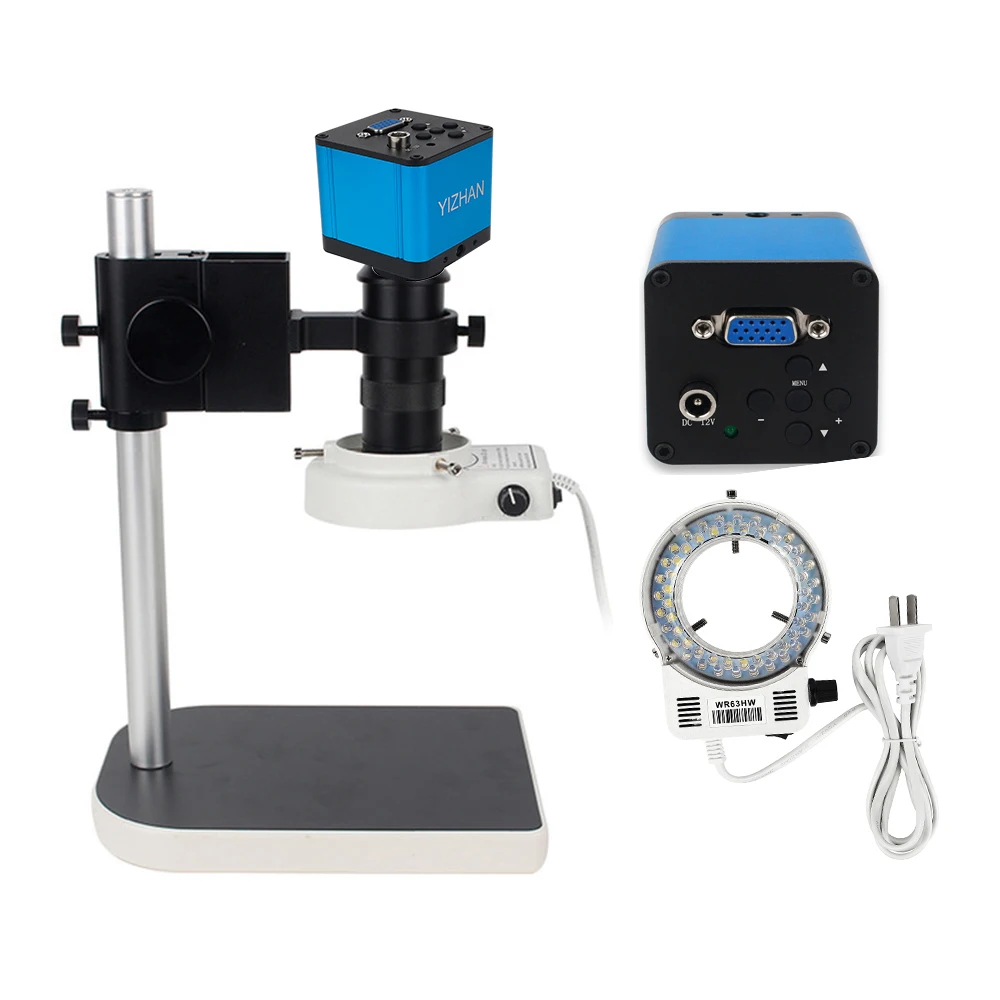 Цифровой видеомикроскоп VGA 2-мегапиксельная камера Видеокамера Мини-подставка + 56 светодиодных фонарей + 130X длинный объектив