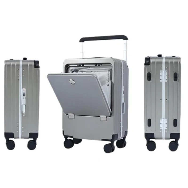 Pailox Front opening suitcase for business USB charging luggage with Universal Wheels,boarding case for unisex