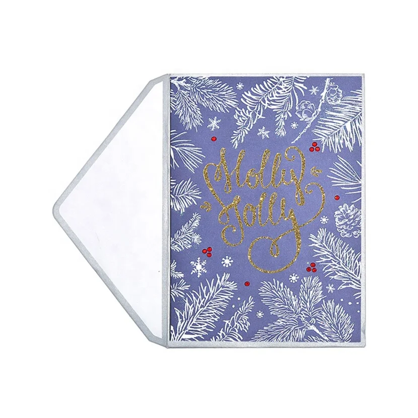Custom Printing Handmade Winter Holiday Cards, Shiny Glitter Cards Christmas Greeting Cards