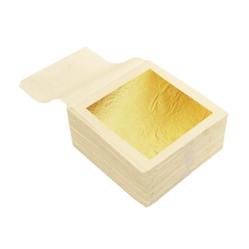 8x8cm Hot Sale Pure 24K Edible Gold Leaf Sheets for Facial Care Fold Art Home Decoration Chinese Genuine Gold Foil Paper
