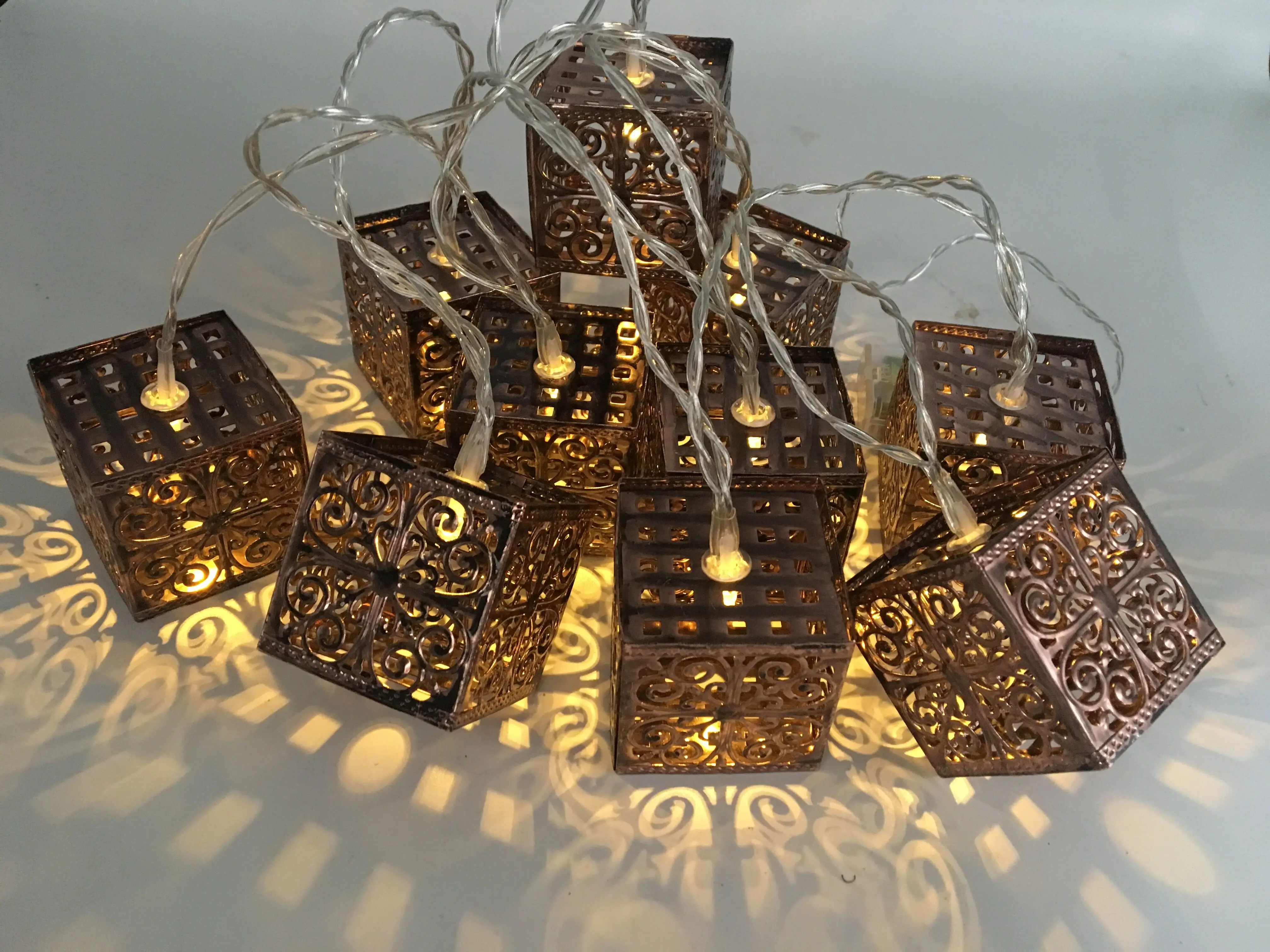 2019Lantern Decorative light Metal Battery Operated Warm White LED Decoration String Lights For Wedding Party garden